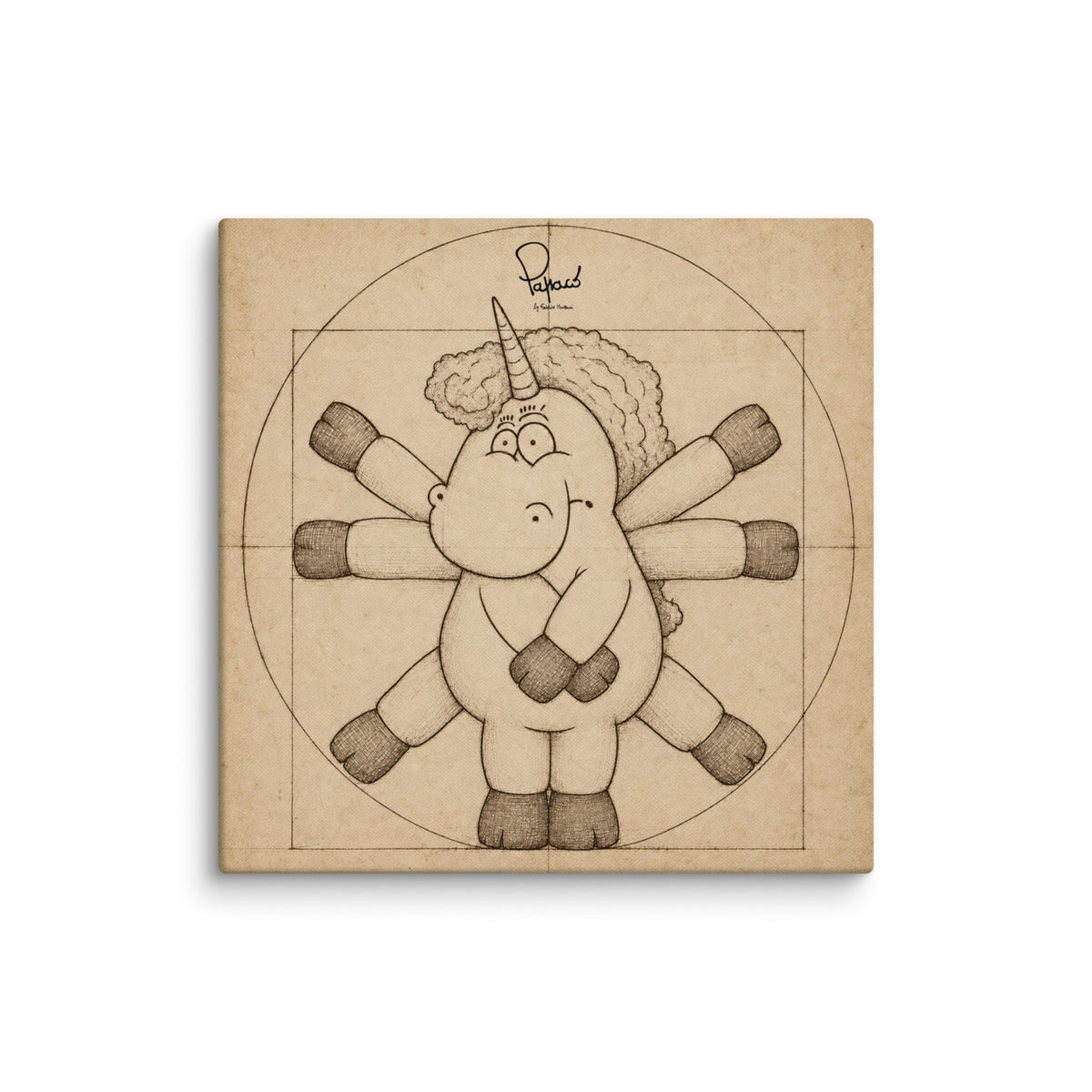 Digital print canvas "Tina" Lady Unipork Vitruvian Man by Leonardo da Vinci