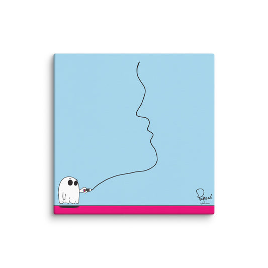 Canvas stampa digitale Il Fantasmino Whity e il bacio matita