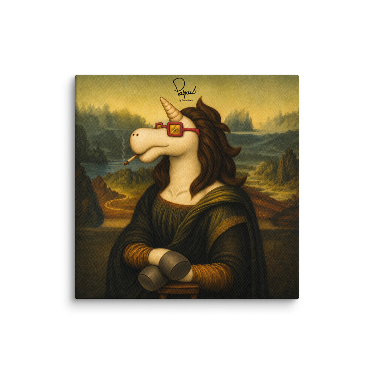Digital print canvas "Demetrio" Unicorn Mona Lisa (Gioconda) by Leonardo da Vinci