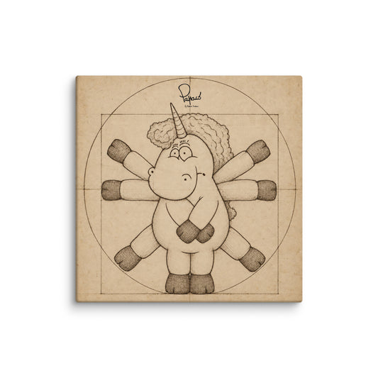 Canvas stampa digitale L'Uniporca Tina e l'Uomo Vitruviano di Leonardo da Vinci – Papaco by Federico Monzani
