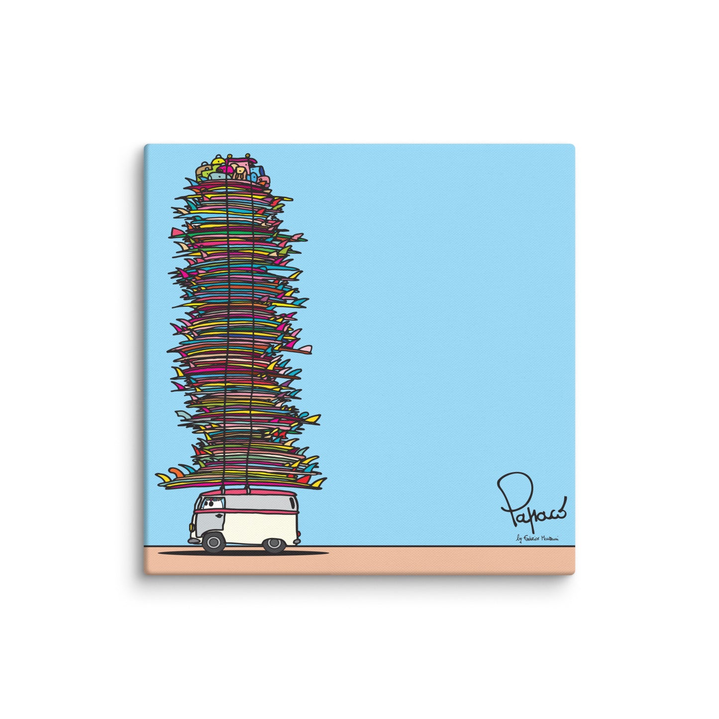 Canvas stampa digitale Il Fantasmino Whity e le tavole da surf