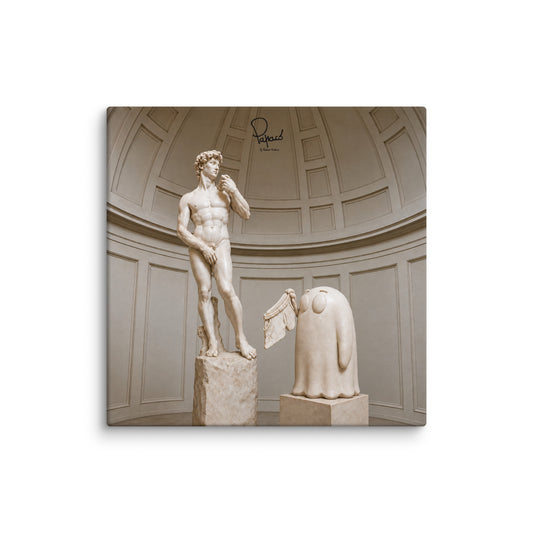 Canvas stampa digitale Il Fantasmino Whity e il David di Michelangelo – Papaco by Federico Monzani