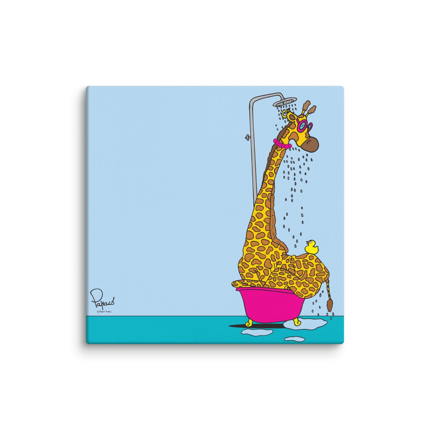 Canvas stampa digitale La Giraffa Peggy Long nella doccia