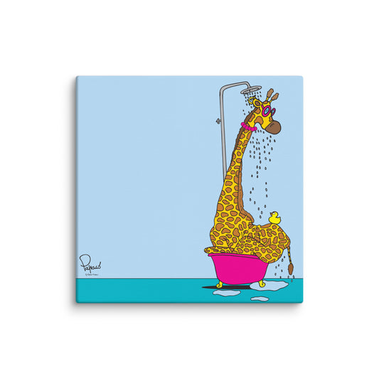 Canvas stampa digitale La Giraffa Peggy Long nella doccia