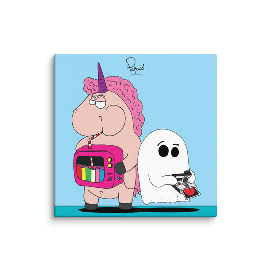 Canvas stampa digitale Il Fantasmino "Whity" e L' Uniporca "Tina"