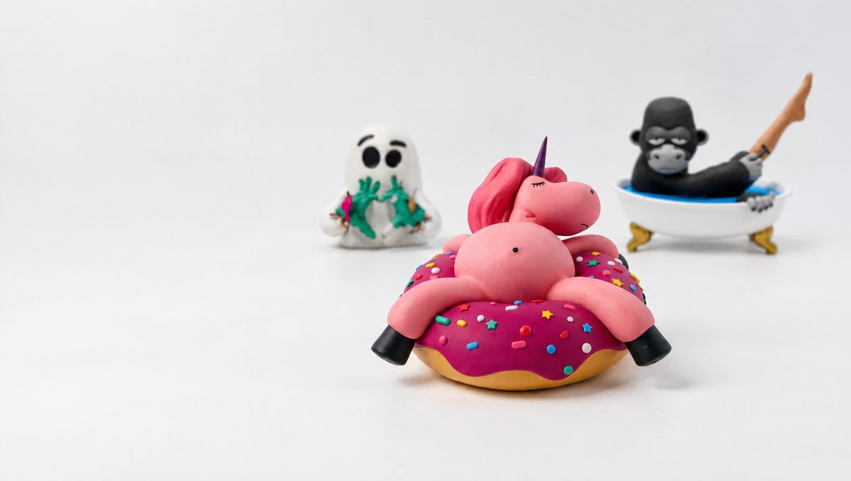 Art toy Papaco in edizione numerata: Uniporca, Whity e Anita la Gorilla