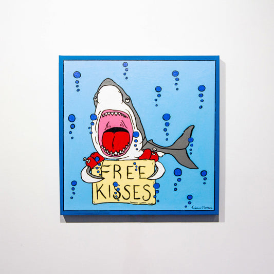 Quadro dipinto a mano Shark Bobo Free Kisses