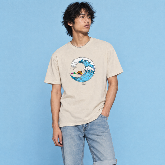T-shirt Duck Toni alias Anatronda di Papaco indossata da un modello con jeans